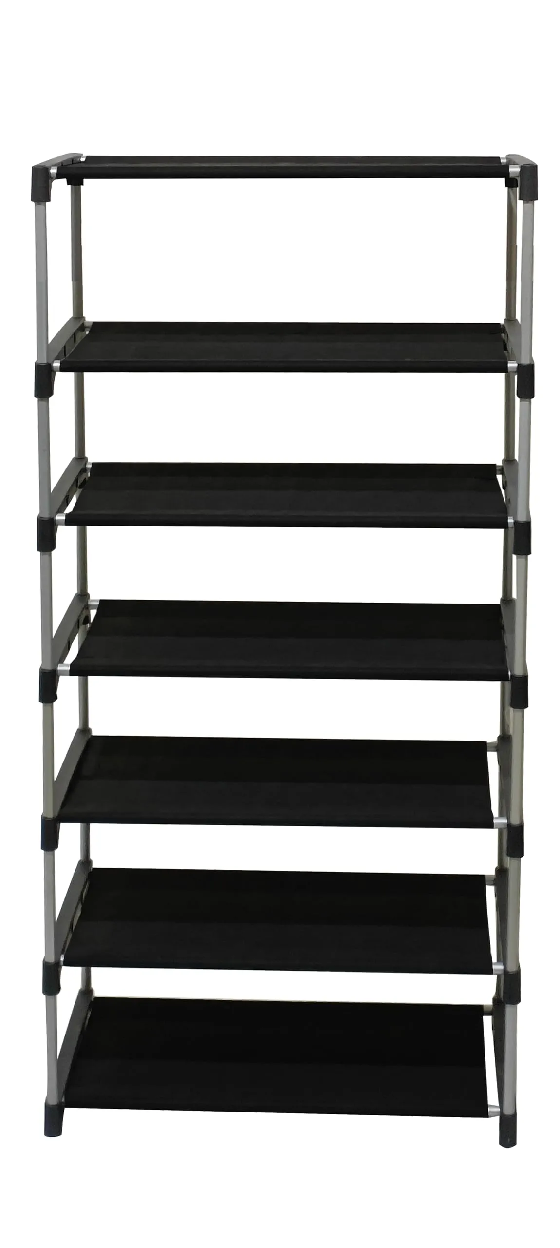 PHILOSHOP 6 Layer Shoe Rack Organizer | Multipurpose Rack Organizer for Shoe/Clothes/Books Stand Storage | Folding Storage Rack Rustproof with Non-Woven Fabric Cover (Black, Metal)