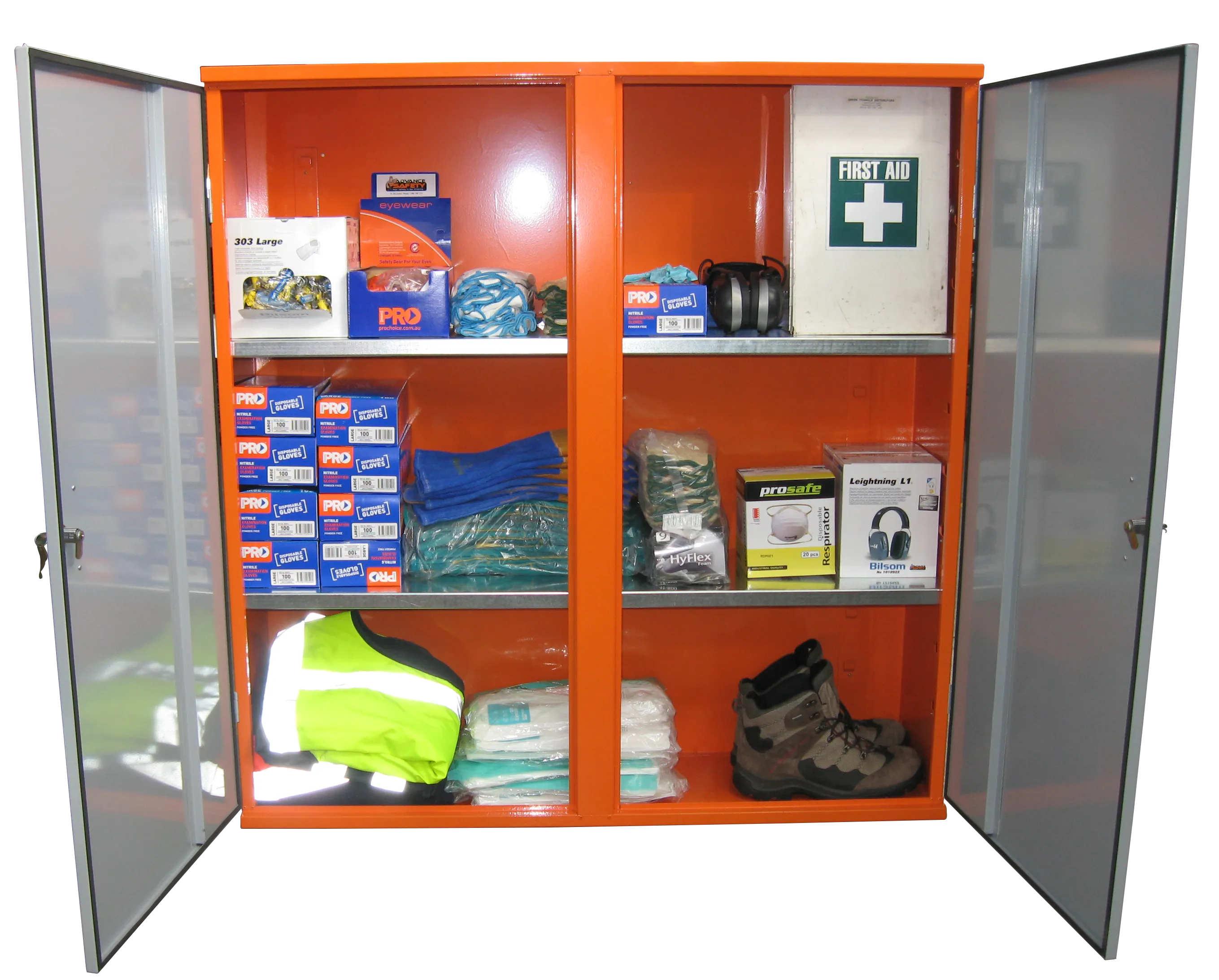 PPE Storage Cabinet - Double Door - 3 Shelves