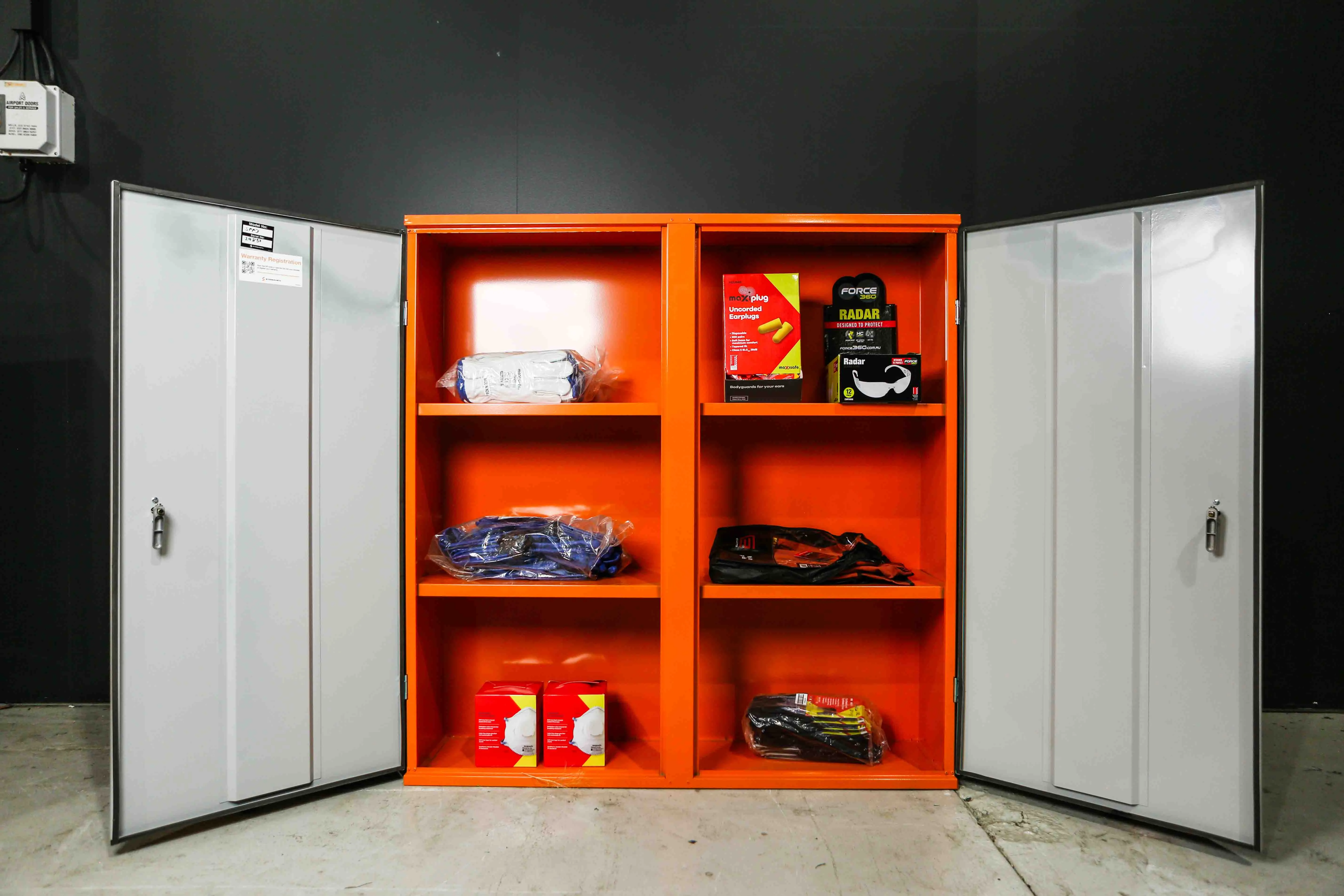 PPE Storage Cabinet - Double Door - 3 Shelves