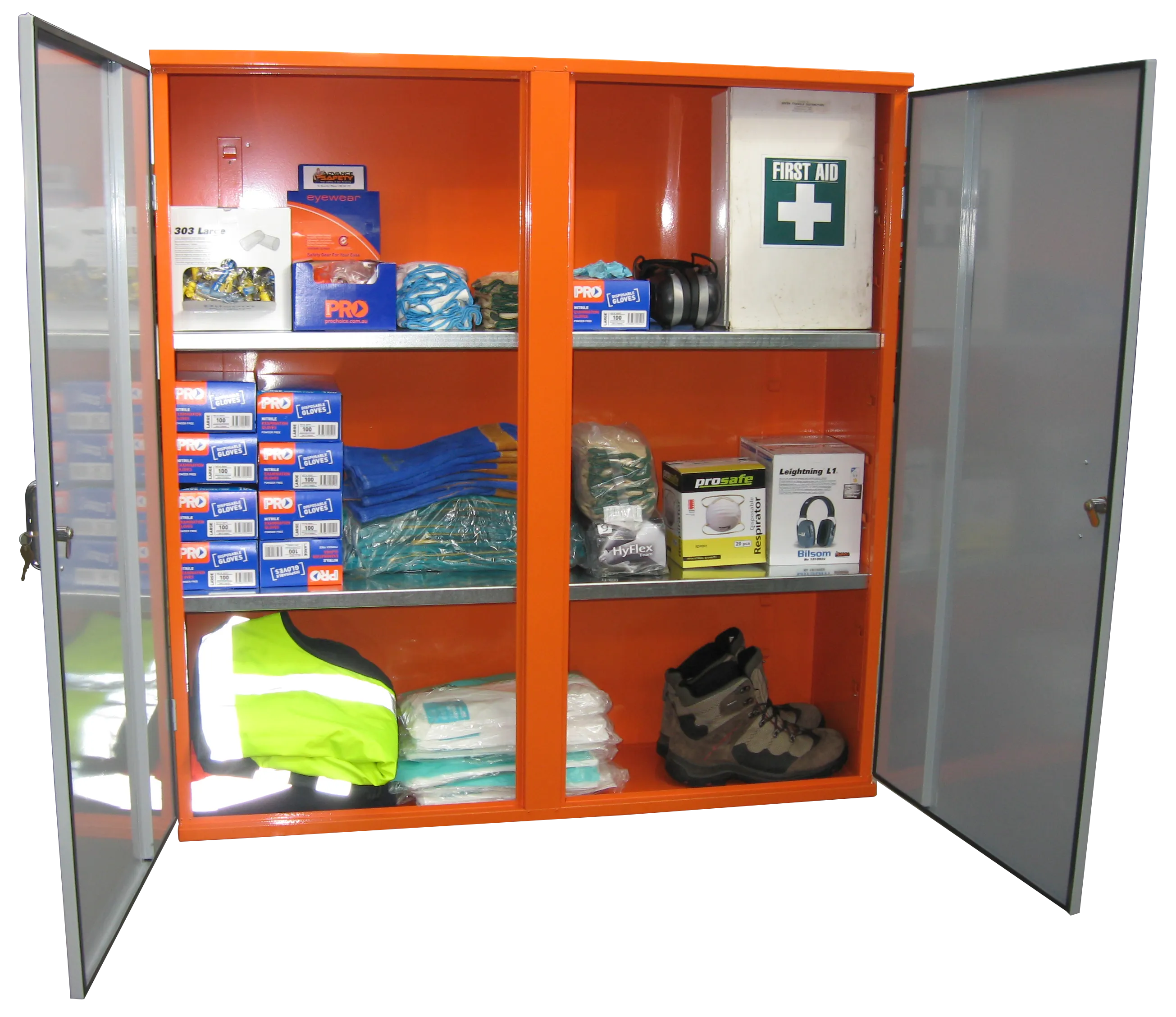 PPE Storage Cabinet - Double Door - 3 Shelves