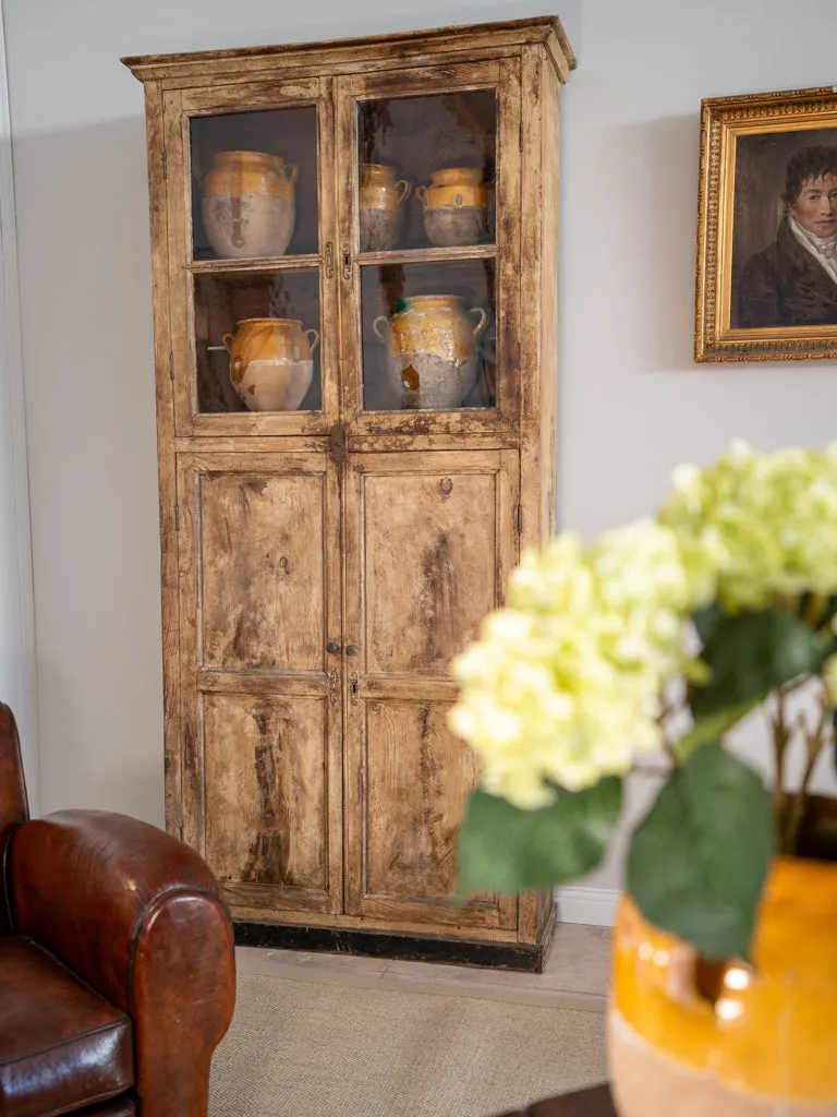 Antique 19th Century Tall & Narrow Vitrine Armoire - Size 87.5 x 39