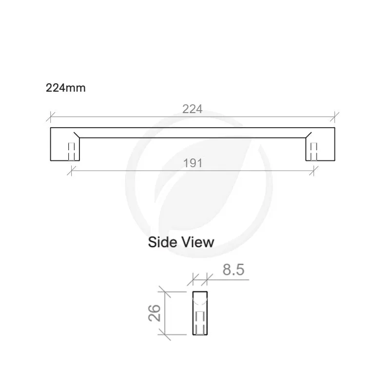 Timberline Square 224mm Handle - Black