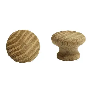 Wood Cabinet Knobs, Dia. 1-1/4 inch Oak