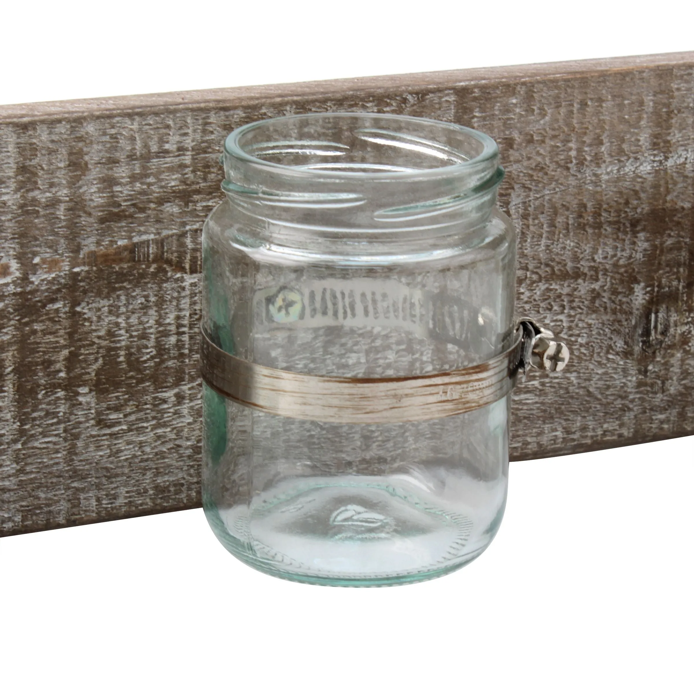 Worn Wood Wall Decor with 3 Glass Containers (WS)